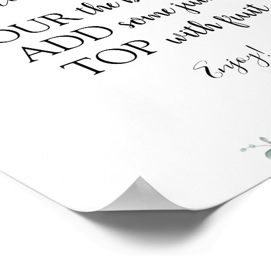 Elegante Eucalyptus Mimosa Bar Drink Bord Poster (Hoek)