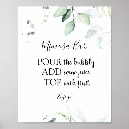 Elegante Eucalyptus Mimosa Bar Drinkbord Poster (Voorkant)