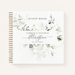 Elegante Eucalyptus Modern Script Foto Gastboek  Notitieboek