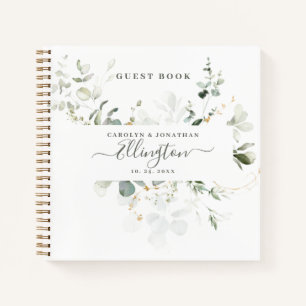 Elegante Eucalyptus Modern Script Foto Gastboek Notitieboek
