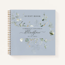 Elegante Eucalyptus Modern Script Foto Gastboek  Notitieboek