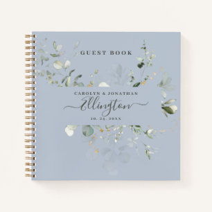 Elegante Eucalyptus Modern Script Foto Gastboek  Notitieboek