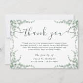 Elegante Eucalyptus Moderne begrafenis Dank u opme Kaart (Voorkant)