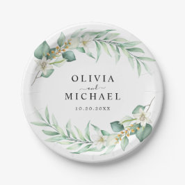 Elegante Eucalyptus moderne bruiloft Papieren Bordje