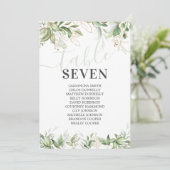 Elegante Eucalyptus Naam Zitplaats Tafel Nummers Kaart (Staand voorkant)