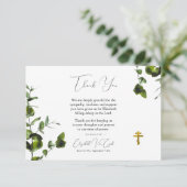 Elegante Eucalyptus Orthodox Christelijke Begrafen Bedankkaart (Staand voorkant)