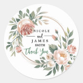 Elegante Eucalyptus perzik bloem Ronde Sticker (Voorkant)