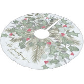 Elegante Eucalyptus Pine en Holly Christmas Kerstboom Rok (Gekanteld)