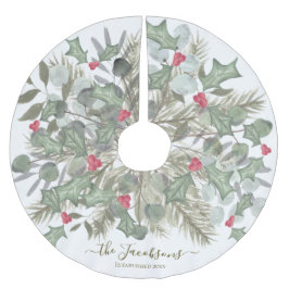 Elegante Eucalyptus Pine en Holly Christmas Kerstboom Rok