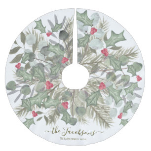 Elegante Eucalyptus Pine en Holly Christmas Kerstboom Rok