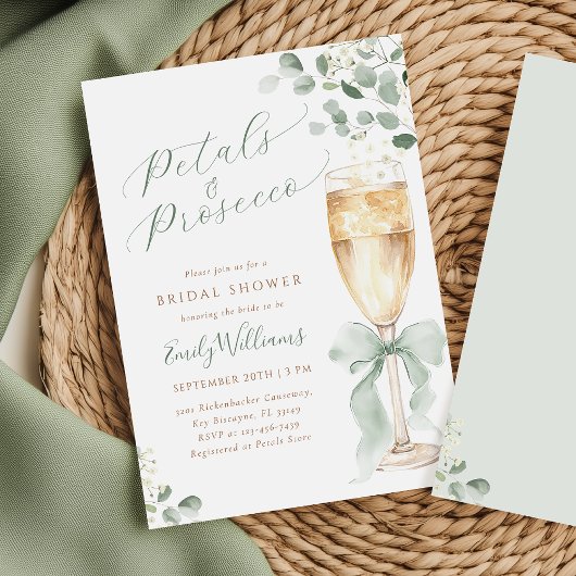 Elegante Eucalyptus Prosecco Bruidsdiner Kaart