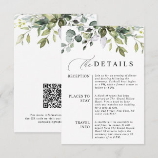 Elegante Eucalyptus QR Code Botanische Bruiloft Informatiekaartje