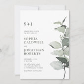 Elegante Eucalyptus QR Code Sage Wedding Kaart (Voorkant)