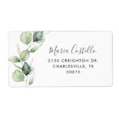 Elegante Eucalyptus Quinceanera-adres Etiket (Voorkant)