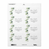 Elegante Eucalyptus Quinceanera-adres Etiket (Full Sheet)