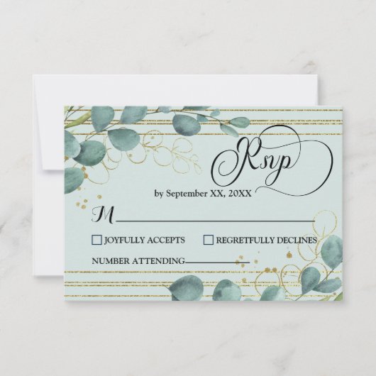 Elegante Eucalyptus-reactiekaart RSVP Kaartje (Voorkant)