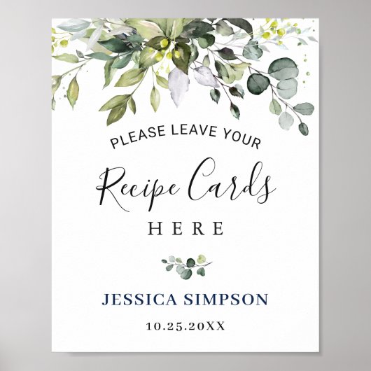 Elegante Eucalyptus Receptkaarten Bruidsdouche Poster (Voorkant)