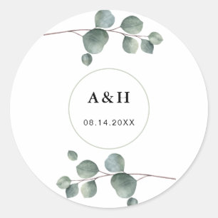 Elegante Eucalyptus Ronde Sticker