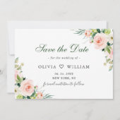 Elegante Eucalyptus Roze Bloem Huwelijks FOTO Save The Date (Achterkant)