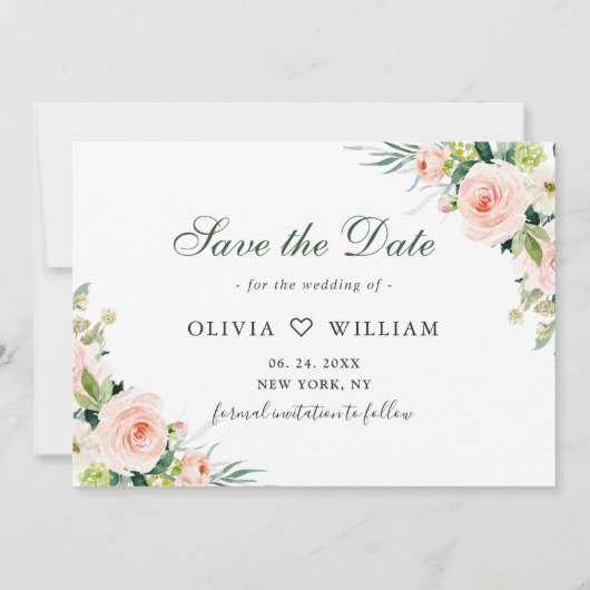 Elegante Eucalyptus Roze Bloem Huwelijks FOTO Save The Date (Achterkant)