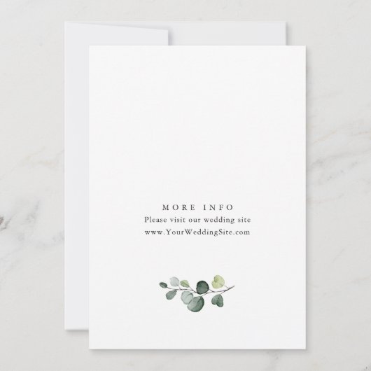 Elegante Eucalyptus Roze Bloemen PARELS & Prosecco Kaart (Achterkant)