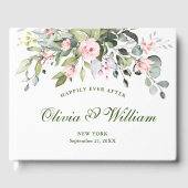 Elegante Eucalyptus Roze Blush Rozen Bloemen Bruil Gastenboek (Voorkant)