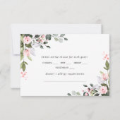 Elegante Eucalyptus Roze Blush Rozen Bruiloft RSVP Kaartje (Achterkant)