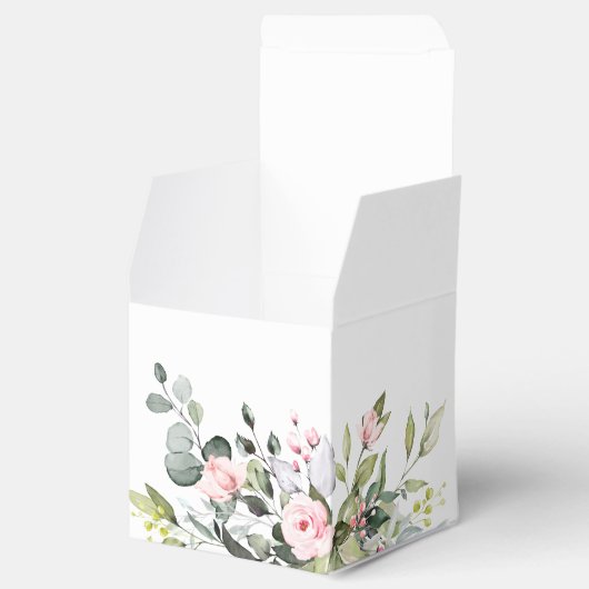 Elegante Eucalyptus Roze Bruidsdouche Bedankdoosjes (Geopend)