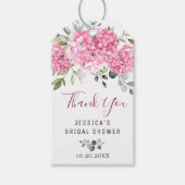 Elegante Eucalyptus Roze Hortensia Favor Bedankt Cadeaulabel (Voorkant)