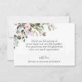 Elegante Eucalyptus Roze Rozen Bloemstuk Bedankkaart (Achterkant)