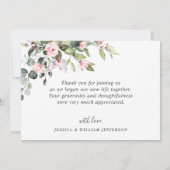 Elegante Eucalyptus Roze Rozen Bloemstuk Bedankkaart (Achterkant)