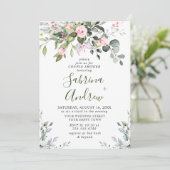 Elegante Eucalyptus Roze Rozen COUPLE BRUISESLOVER Kaart (Staand voorkant)