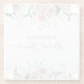 Elegante eucalyptus & roze rozen uitnodigen glazen onderzetter (Achterkant)