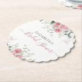 Elegante Eucalyptus & Roze Rozen Uitnodigen Kartonnen Onderzetters (Gekanteld)