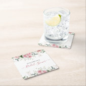 Elegante Eucalyptus & Roze Rozen Uitnodigen Kartonnen Onderzetters (Insitu)