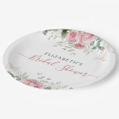 Elegante Eucalyptus & Roze Rozen Uitnodigen Papieren Bordje (Gekanteld)