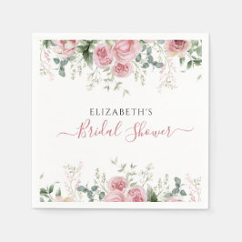 Elegante Eucalyptus & Roze Rozen Uitnodigen Servet