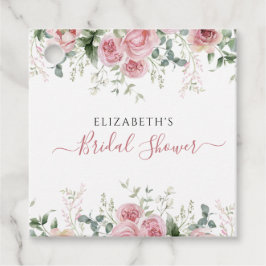 Elegante Eucalyptus & Roze Rozen Uitnodiging Bedankjes Labels