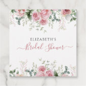Elegante Eucalyptus & Roze Rozen Uitnodiging Bedankjes Labels (Achterkant)