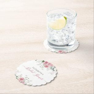 Elegante eucalyptus & roze rozen uitnodiging kartonnen onderzetters