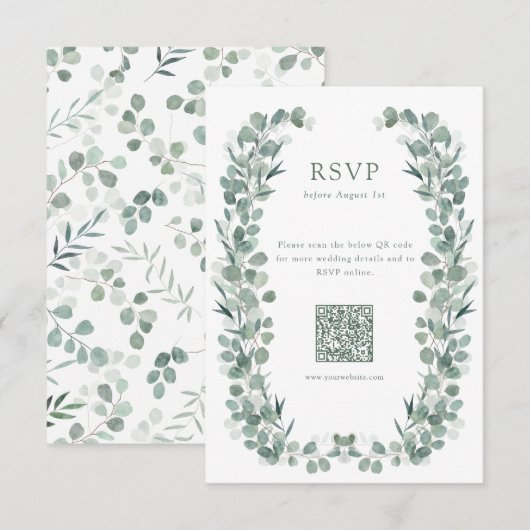 Elegante Eucalyptus RSVP Kaartje (Voorkant / Achterkant)