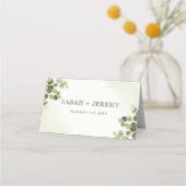 Elegante Eucalyptus Rustic verlaat budget bruiloft Plaatskaartje (Achterkant)