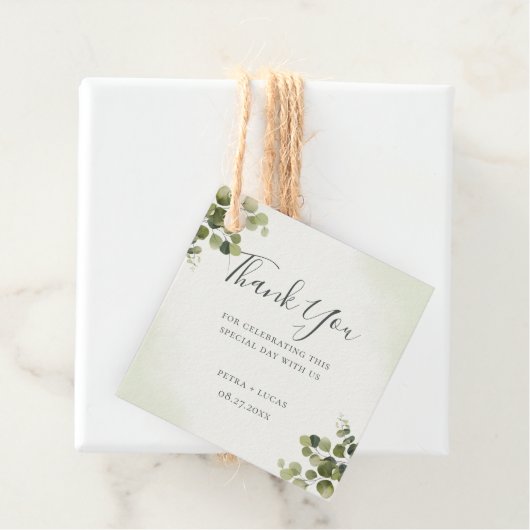 Elegante Eucalyptus rustieke bladeren budget dank  Bedankjes Labels (In situ)