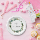 Elegante eucalyptus rustieke gouden botanische bru papieren bordje (Feest)