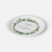 Elegante eucalyptus rustieke gouden botanische bru papieren bordje (Gekanteld)