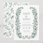 Elegante Eucalyptus Save The Date (Voorkant / Achterkant)