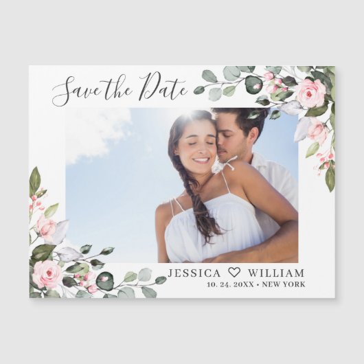 Elegante Eucalyptus Save the Date Magnetische Kaar (Voorkant)