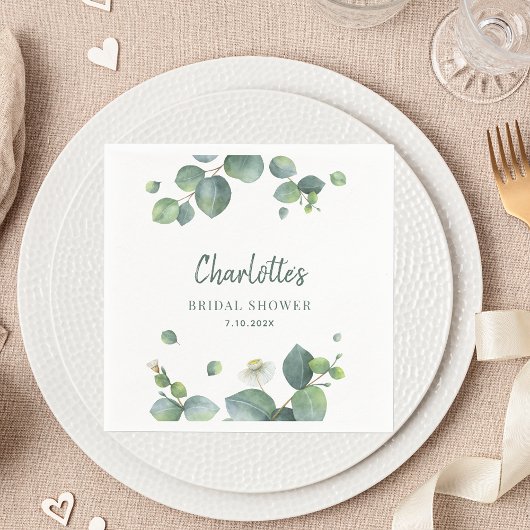 Elegante Eucalyptus Script Bruiloft Bruidsshower P Servet
