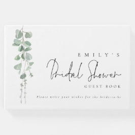 Elegante Eucalyptus Script Bruiloft Feest Gastenboek
