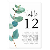 Elegante Eucalyptus Script bruiloft gastnamen Kaart (Voorkant)